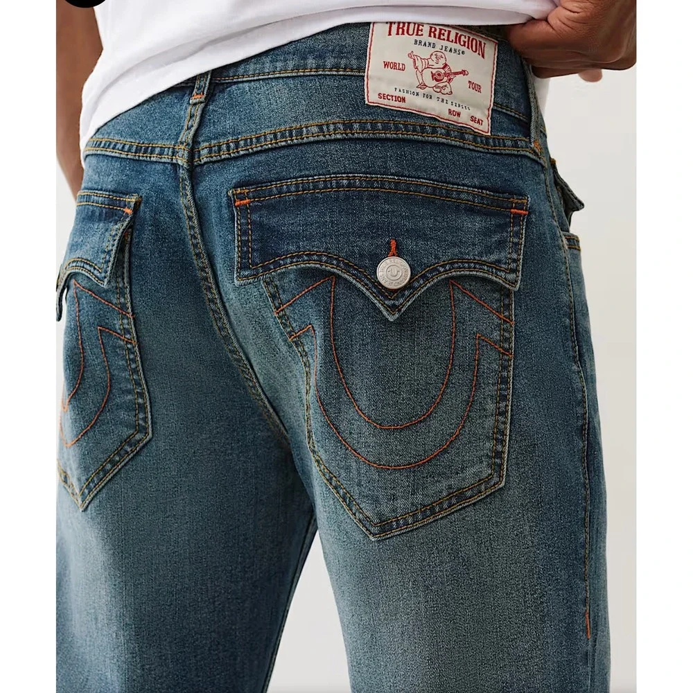True Religion Ricky Flap Straight‎ Jeans Medium Cuzzy Firefade Wash Mens Size 31